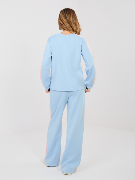 Pastelowy niebieski komplet z szerokimi spodniami RUE PARIS