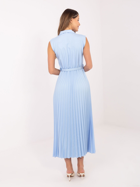 Jasnoniebieska elegancka sukienka z plisowaniem RUE PARIS