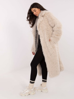 Light beige winter coat made of faux fur.