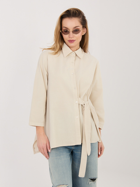 Beżowa asymetryczna koszula z sztruksu RUE PARIS
