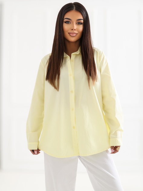 Jasnożółta bawełniana koszula z kołnierzykiem