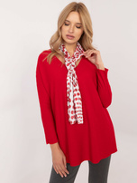 Didmeninė prekyba Raudona elegantiška oversized dryžuota megztinis.