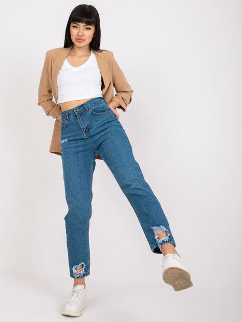 Niebieskie damskie spodnie jeansowe straight leg RUE PARIS 