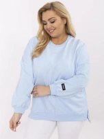 Jasnoniebieska bawełniana bluza plus size z rozcięciami