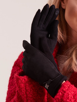 Czarne eleganckie damskie rękawiczki