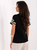 Czarna letnia bluzka boho z krótkim rękawem