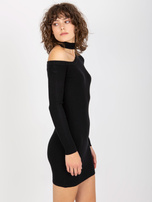 Hurt Czarna prążkowana mini sukienka dopasowana z chokerem