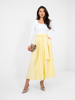 Pastelowa żółta garniturowa spódnica w paski  