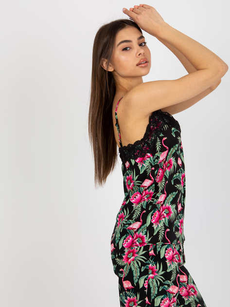 Hurt Top na ramiączkach z koronką i printem FRESH MADE