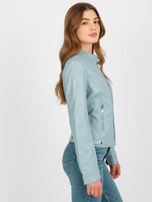 Hurt Jasnoniebieska kurtka z ekoskóry biker z kieszeniami