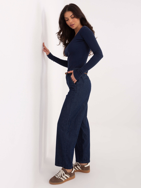 Granatowe jeansy z plecionym paskiem SUBLEVEL