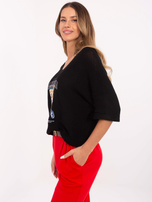 Hurtownia Czarny sweter oversize o kroju nietoperza