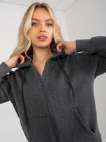 Hurt Ciemnoszara rozpinana bluza basic z kapturem RUE PARIS