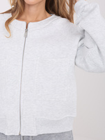 Jasnoszara rozpinana bluza z ociepleniem