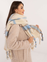 Hurtownia online Jasnobeżowy ciepły szal w kratę