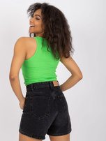 Jasnozielony top prążkowany na szerokich ramiączkach Eston RUE PARIS