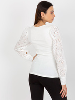 Hurt Biała prążkowana bluzka wizytowa z ozdobnymi rękawami OCH BELLA 