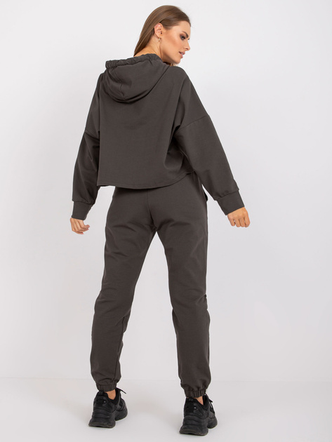 Khaki komplet dresowy basic ze spodniami z wysokim stanem