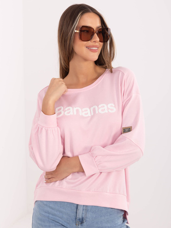 Jasnoróżowa damska bluza z wypukłym napisem RUE PARIS
