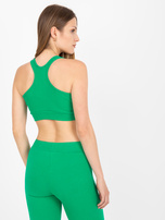 Zielony prążkowany crop top basic z bawełny RUE PARIS