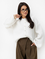Ecru damski kardigan oversize w prążki