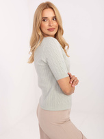 Pistacjowy sweter z okrągłym dekoltem