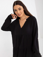 Hurt schwarze Boho-Kleid mit Rüschen und V-Ausschnitt SUBLEVEL.