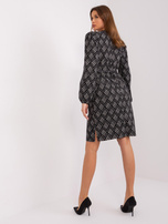 Hurtownia Czarno-szara sukienka damska z długim rękawem