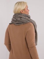 Hurt Szaro-beżowy duży szal damski z dzianiny we wzór
