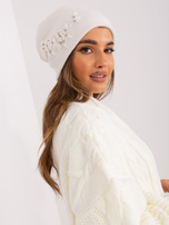 Hurtownia Ecru czapka damska z kaszmirem