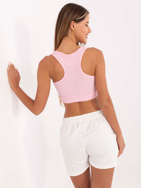 Jasnoróżowy sportowy crop top RUE PARIS