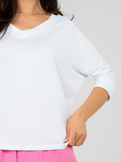 Biała damska bluzka basic z dekoltem V RUE PARIS