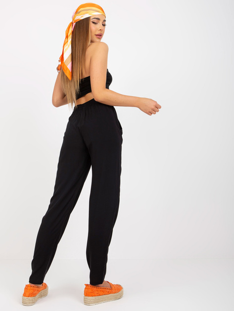 Hurtownia Czarne lekkie spodnie z materiału z wiskozy SUBLEVEL