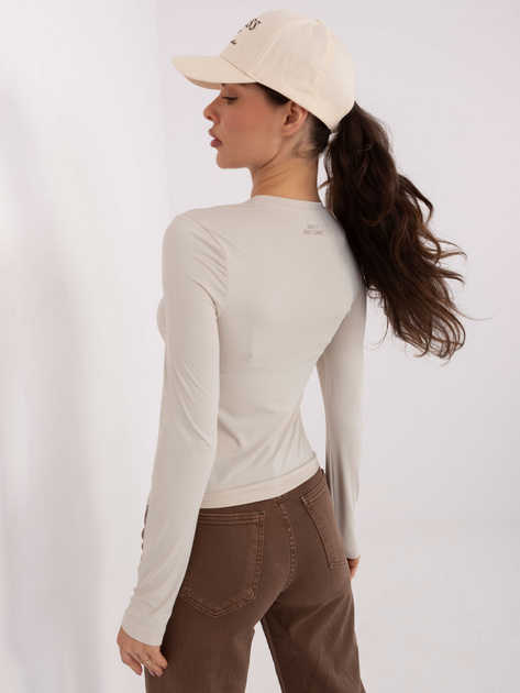 Jasnobeżowa gładka bluzka loongsleeve SUBLEVEL