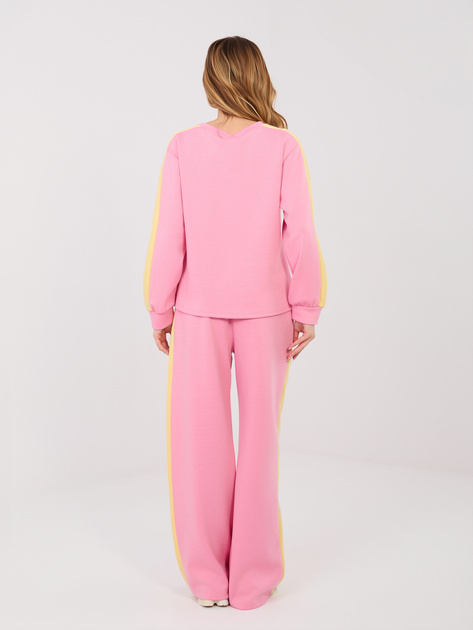 Różowy dresowy komplet z bluzą w serduszka RUE PARIS