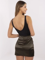 Khaki mini spódnica z marszczeniem RUE PARIS 