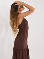 Czekoladowa letnia sukienka na ramiączkach 