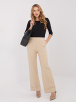 Beżowe spodnie basic w kant RUE PARIS