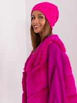 Hurt Ciemnoróżowa czapka zimowa z aplikacjami