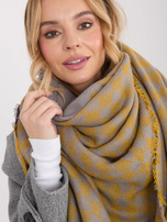 Szaro-żółty szal w geometryczny wzór