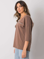 Brown cotton casual blouse Sofia RUE PARIS 