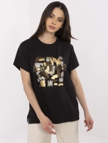 Czarna damska bluzka z wydłużonym tyłem