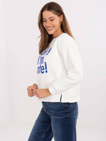 Ecru-niebieska dresowa bluza bez kaptura
