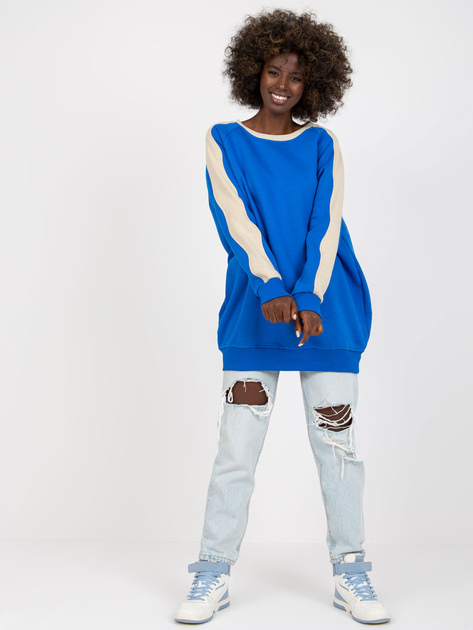 Hurt Niebiesko-beżowa dresowa bluza basic z bawełny