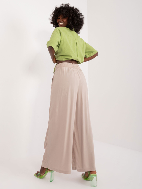 Hurt Beżowe luźne spodnie wide leg SUBLEVEL