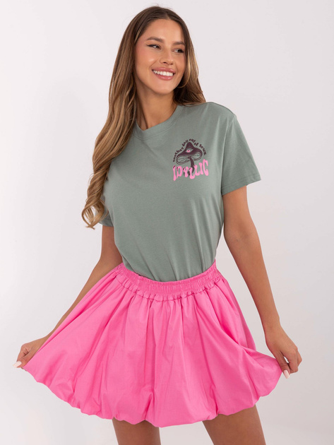 Hurt Pistacjowy damski t-shirt z napisami SUBLEVEL