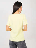Jasnożółty t-shirt basic o klasycznym kroju RUE PARIS 