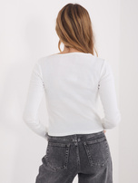 Ecru damska bluzka basic z długim rękawem 