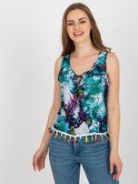 Hurt Niebieska bluzka z nadrukiem bez rękawów 