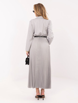 Jasnoszara midi sukienka z plisowanym dołem RUE PARIS 